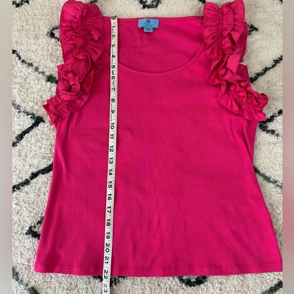 CeCe Pink Ruffle Sleeve Ribbed Tank Top - Picture 7 of 9